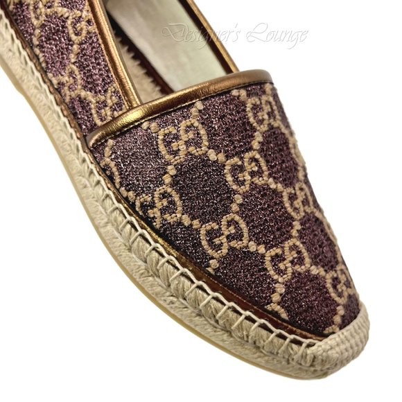⚡️SOLD! NEW GUCCI Heritage GG Monogram Brown Metallic Espadrilles Size EU 38 - Picture 3 of 12